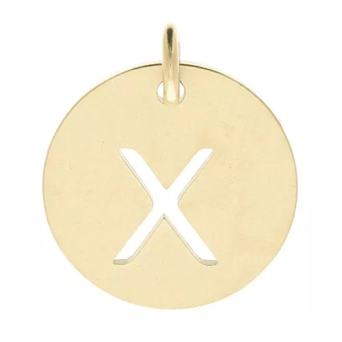 304 Stainless steel 12mm Round Medal - letter X - with jumpring - Gold Tone x1
