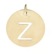 304 Stainless steel 12mm Round Medal - letter Z - with jumpring - Gold Tone x1