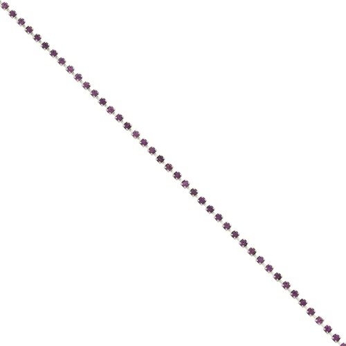 Rhinestones brass chain in cut crystal 2.10 mm Silver Tone - Amethyst x50cm