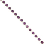 Rhinestones brass chain in cut crystal 2.10 mm Silver Tone - Amethyst x50cm