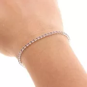 Rhinestones brass chain in cut crystal 2.10 mm Silver Tone - Amethyst x50cm