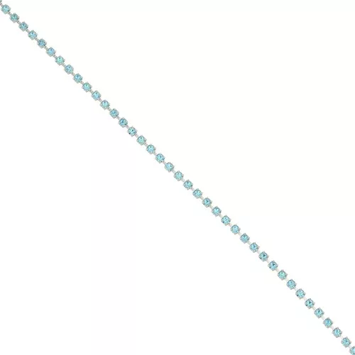 Rhinestones brass chain in cut crystal 2.10 mm Silver Tone - Aqua Bohemica x50cm