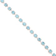 Rhinestones brass chain in cut crystal 2.10 mm Silver Tone - Aqua Bohemica x50cm