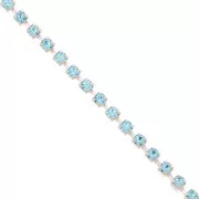 Rhinestones brass chain in cut crystal 2.10 mm Silver Tone - Aqua Bohemica x50cm