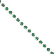 Rhinestones brass chain in cut crystal 2.10 mm Silver Tone - Emerald x50cm