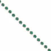 Rhinestones brass chain in cut crystal 2.10 mm Silver Tone - Emerald x50cm