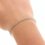 Rhinestones brass chain in cut crystal 2.10 mm Silver Tone - Emerald x50cm