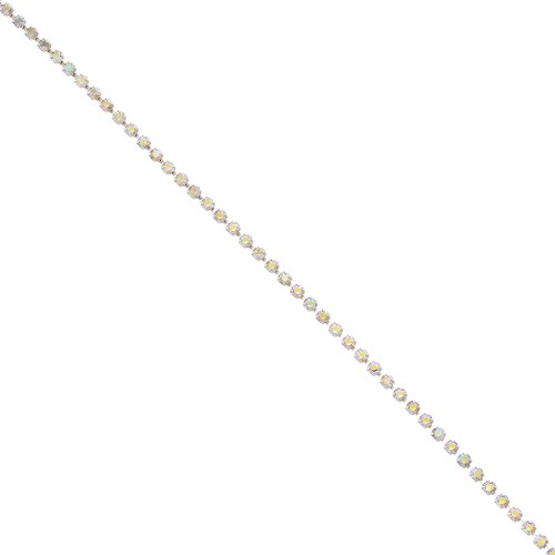 Rhinestones brass chain in cut crystal 2.10 mm Silver Tone - Crystal AB x50cm