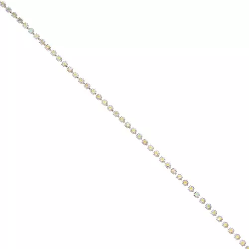 Rhinestones brass chain in cut crystal 2.10 mm Silver Tone - Crystal AB x50cm