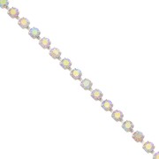 Rhinestones brass chain in cut crystal 2.10 mm Silver Tone - Crystal AB x50cm