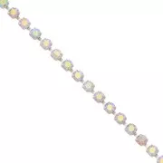 Rhinestones brass chain in cut crystal 2.10 mm Silver Tone - Crystal AB x50cm