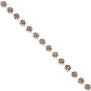 Rhinestones brass chain in cut crystal 2.10 mm Silver Tone - Crystal Vitrail Médiu