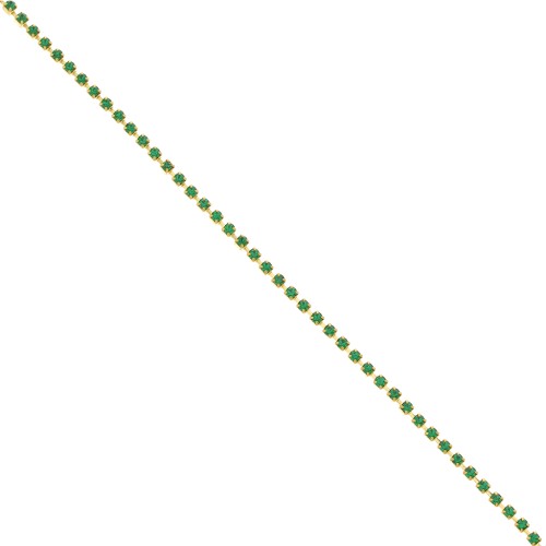 Rhinestones brass chain in cut crystal 2.10 mm Gold Tone - Emerald x50cm