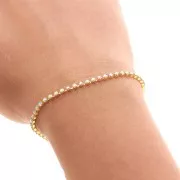 Rhinestones brass chain in cut crystal 2.10 mm Gold Tone - Crystal AB x50cm