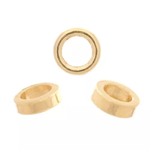 Heishi rondelle beads - Flat pierced discs 2 mm - Gold plated x50