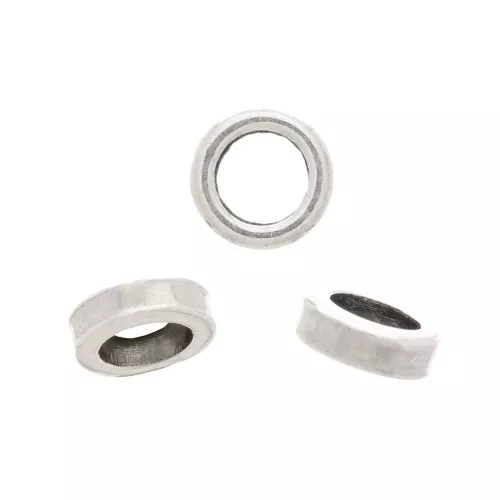 Heishi round beads - 2 mm pierced flat discs Antique silver plating x50