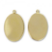 Setting pendant for flat cabochon 40x30 mm - Fine gold plated x1
