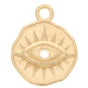 Irregular Round Charm with Eye 15x12 mm - Gold plated x1|raw }}