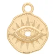 Irregular Round Charm with Eye 15x12 mm - Gold plated x1