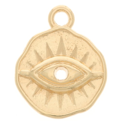 Irregular Round Charm with Eye 15x12 mm - Gold plated x1