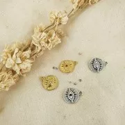 Irregular Round Charm with Eye 15x12 mm - Gold plated x1