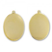 Pendant cabochon setting oval-shaped 18x13mm fine Gold plated x1|raw }}
