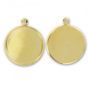 Pendant cabochon setting round-shaped 18mm fine Gold plated x1|raw }}
