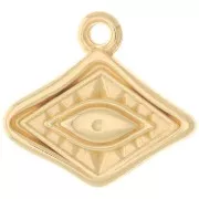 rhombus worked Charm with eye 14x15 mm - Fine Gold plated x1