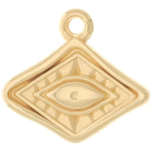rhombus worked Charm with eye 14x15 mm - Fine Gold plated x1