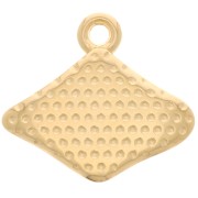 rhombus worked Charm with eye 14x15 mm - Fine Gold plated x1