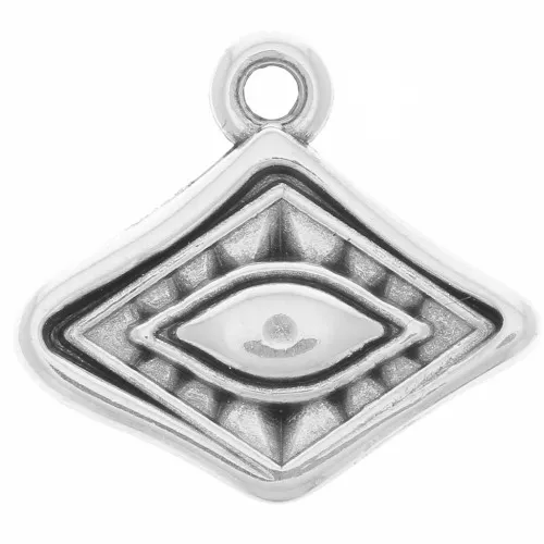 rhombus worked Charm with eye 14x15 mm - Antique silver plating x1