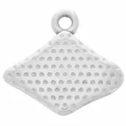rhombus worked Charm with eye 14x15 mm - Antique silver plating x1