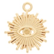 Sun Charm 17x15 mm - Eye motif for cabochon 1.8 mm - Gold plated x1