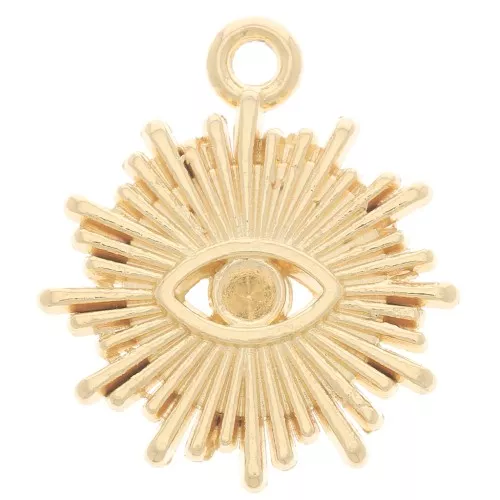 Sun Charm 17x15 mm - Eye motif for cabochon 1.8 mm - Gold plated x1