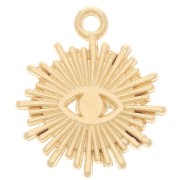 Sun Charm 17x15 mm - Eye motif for cabochon 1.8 mm - Gold plated x1