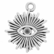 Sun Charm 17x15mm eye motif for cabochon 1.8mm Fine silver plating