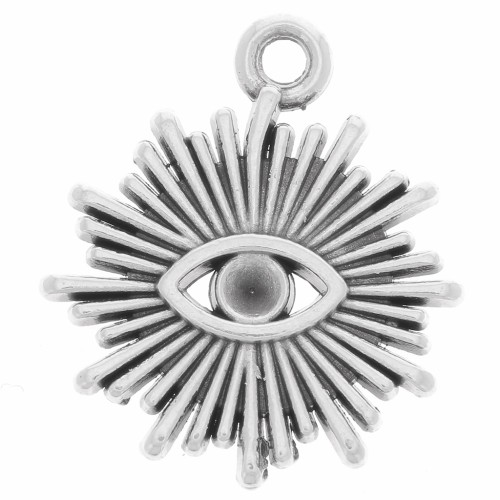 Sun Charm 17x15mm eye motif for cabochon 1.8mm Fine silver plating