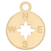 Round Charm 17x14mm Compass Rose &amp; Cardinal Point - Gold plated x1|raw }}