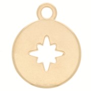 Round Charm 17x14mm Compass Rose & Cardinal Point - Gold plated x1