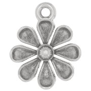 13.5mm Flower pendant - Fine Antique silver plating x1