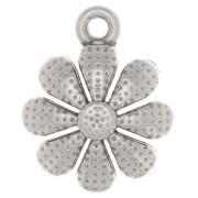 13.5mm Flower pendant - Fine Antique silver plating x1
