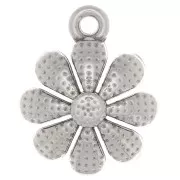 13.5mm Flower pendant - Fine Antique silver plating x1