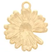 Daisy flower pendant 17.5 mm - Gilded with fine gold x1