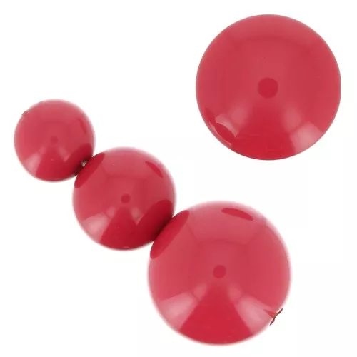 Assortment of 26 beads 8-10-14 mm & 2 cabochons in opaque resin - Light Red x1