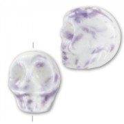 Ceramics skull 13x11 mm White/Purple x1