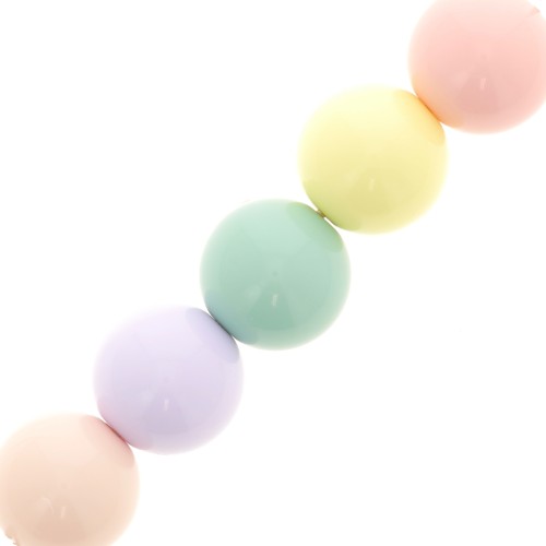 Assortment of 36 beads 8mm in opaque resin - Pastel Multicolored x1