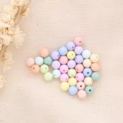 Assortment of 36 beads 8mm in opaque resin - Pastel Multicolored x1