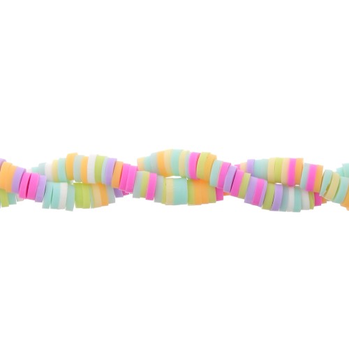 Heishi beads polymer clay rondelles 4x1 mm - Pastel multicolor x39cm