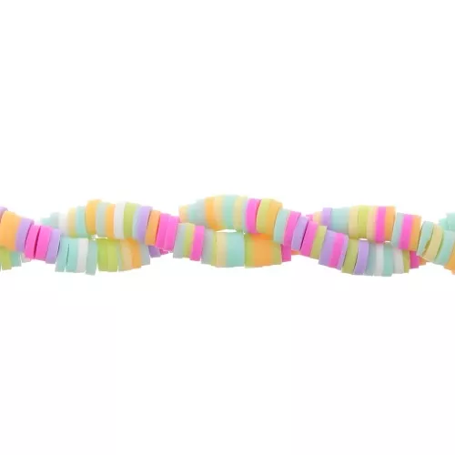 Heishi beads polymer clay rondelles 4x1 mm - Pastel multicolor x39cm