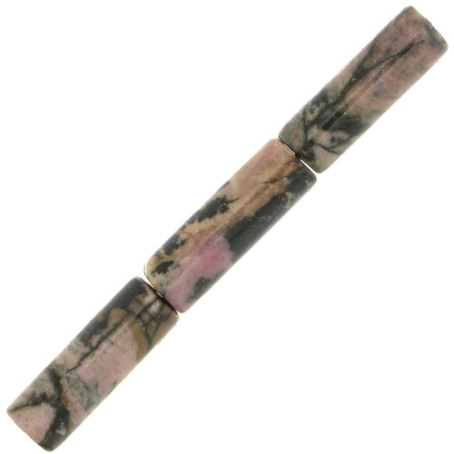 15x5mm Gemstone tube beads - Rhodonite x5